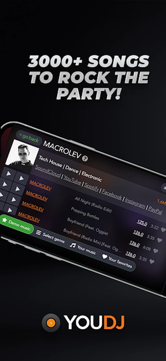 YouDJ Mixer — 3000+ songs to rock the party