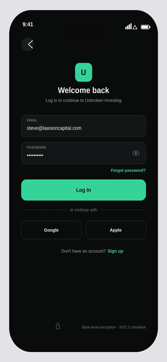 Unbroken Investing — Log in