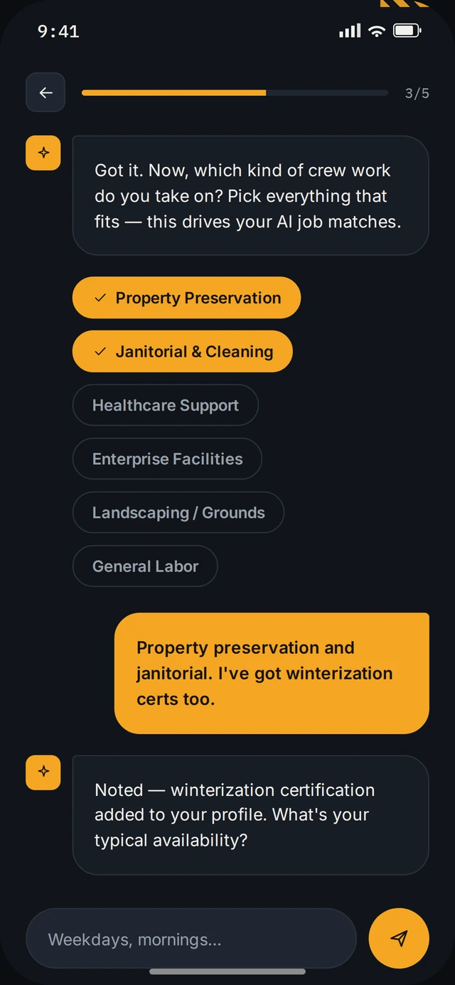CrewIQ — AI onboarding &mdash; skills & certs