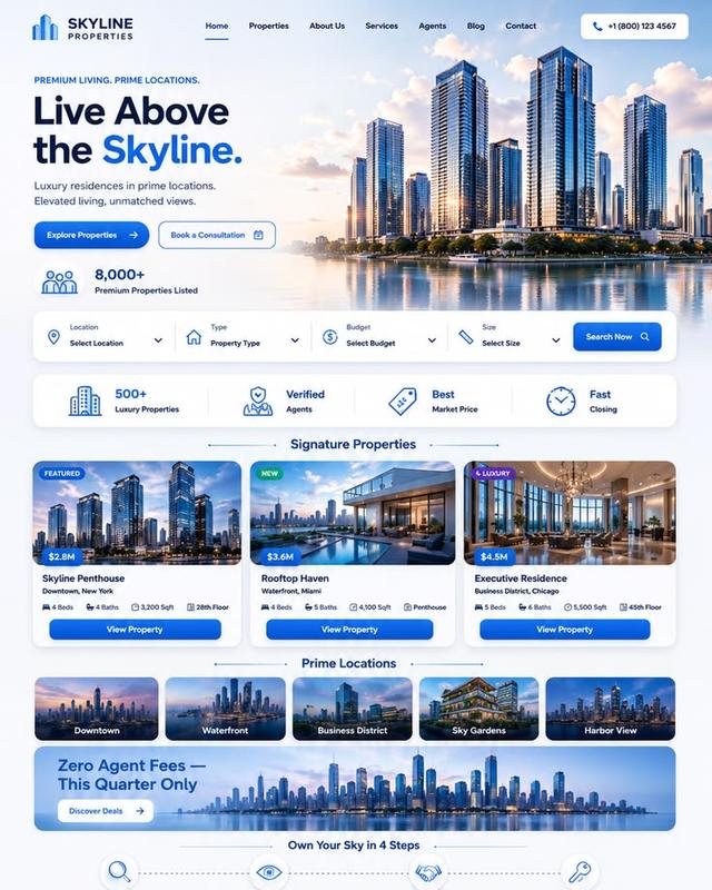 Skyline Properties luxury listings platform